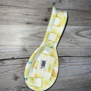 MacKenzie-Childs Parchment Check Enamel Spoon Rest New *READ*